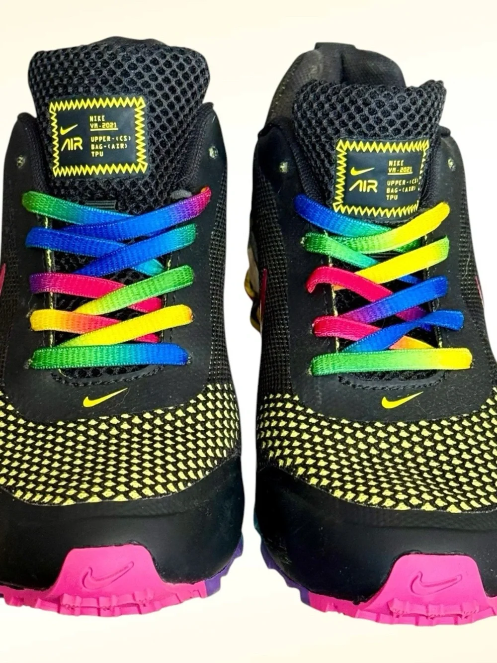 Nike Off-White Air Ultra Shox Custom Rainbow Sneakers, Size 7, ! NEW ! - Picture 4 of 13